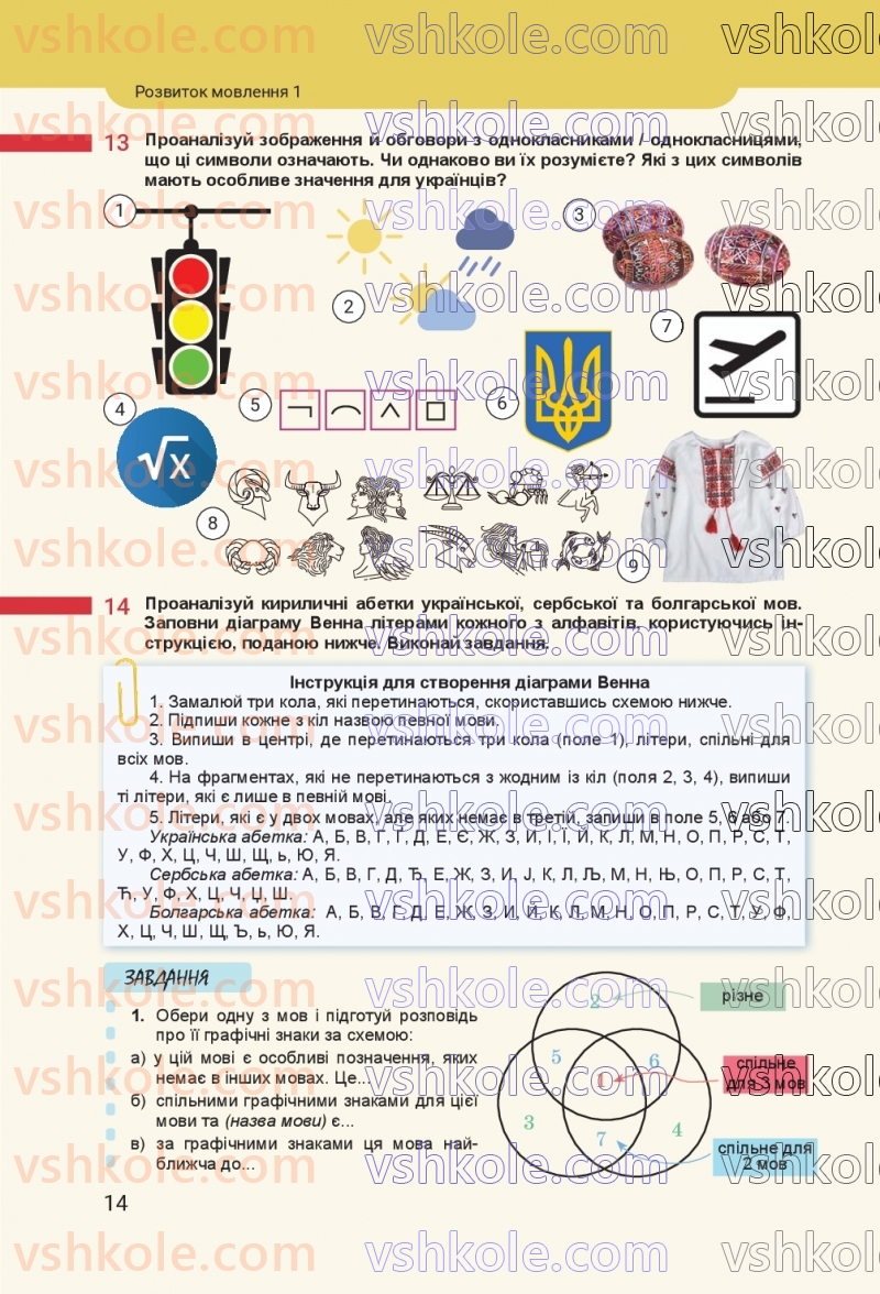 Страница 14 | Підручник Українська мова 8 клас А.В. Онатій, Т.П. Ткачук 2025