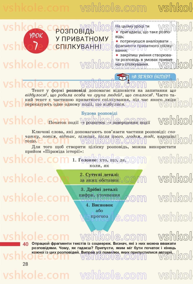 Страница 28 | Підручник Українська мова 8 клас А.В. Онатій, Т.П. Ткачук 2025