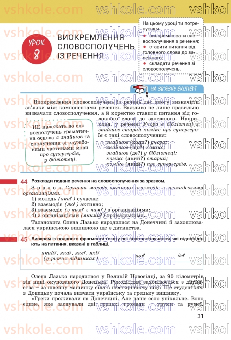 Страница 31 | Підручник Українська мова 8 клас А.В. Онатій, Т.П. Ткачук 2025