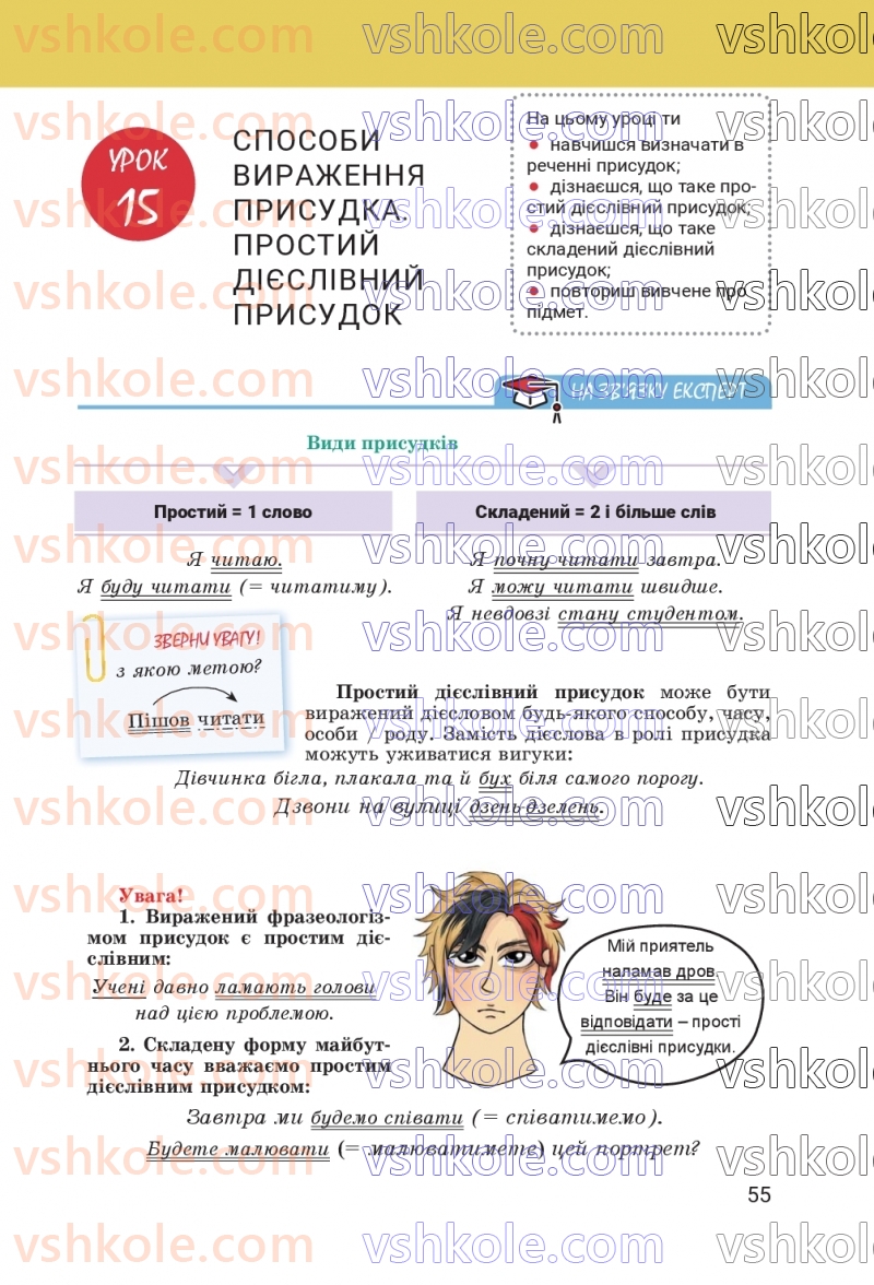 Страница 55 | Підручник Українська мова 8 клас А.В. Онатій, Т.П. Ткачук 2025