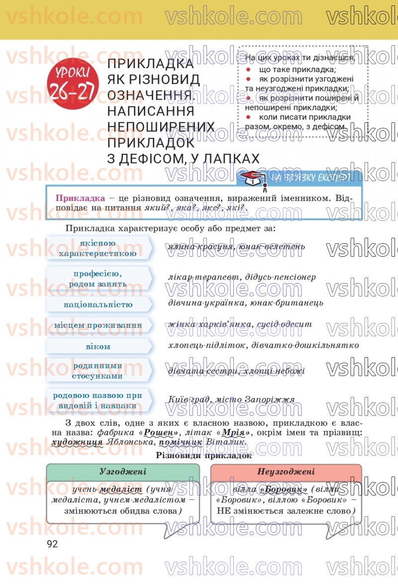Страница 92 | Підручник Українська мова 8 клас А.В. Онатій, Т.П. Ткачук 2025