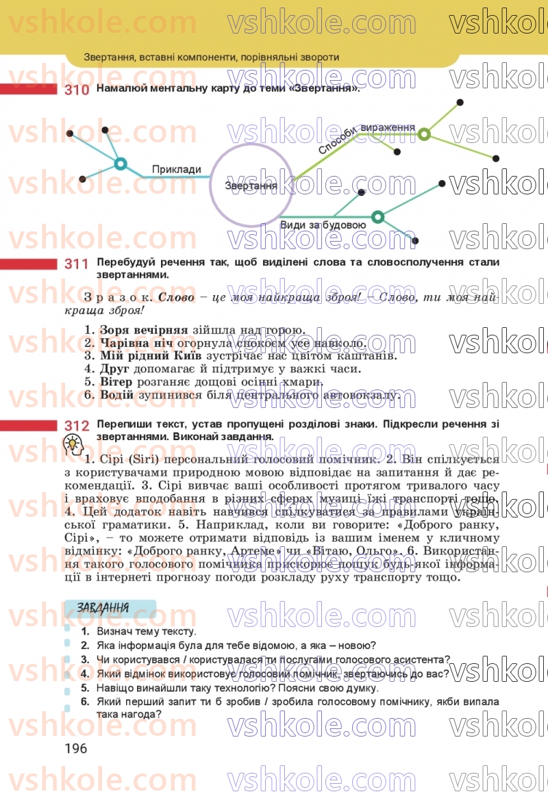 Страница 196 | Підручник Українська мова 8 клас А.В. Онатій, Т.П. Ткачук 2025