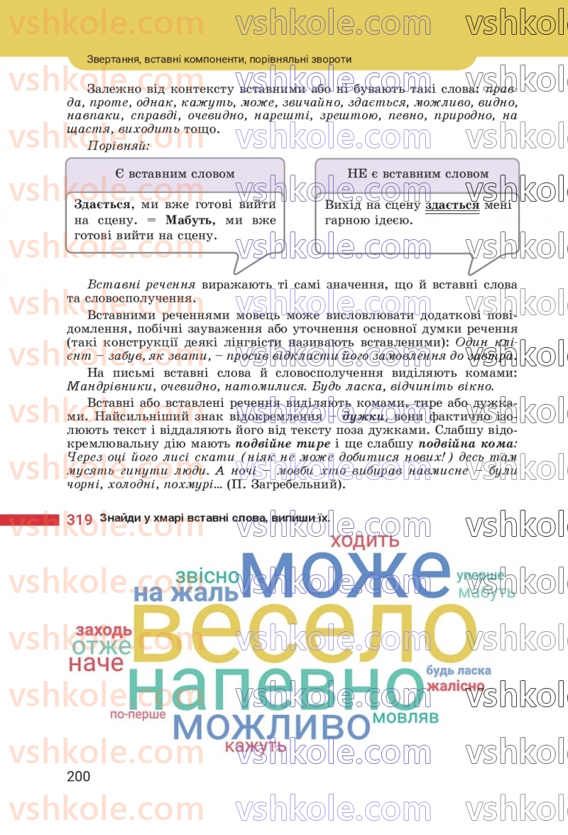 Страница 200 | Підручник Українська мова 8 клас А.В. Онатій, Т.П. Ткачук 2025