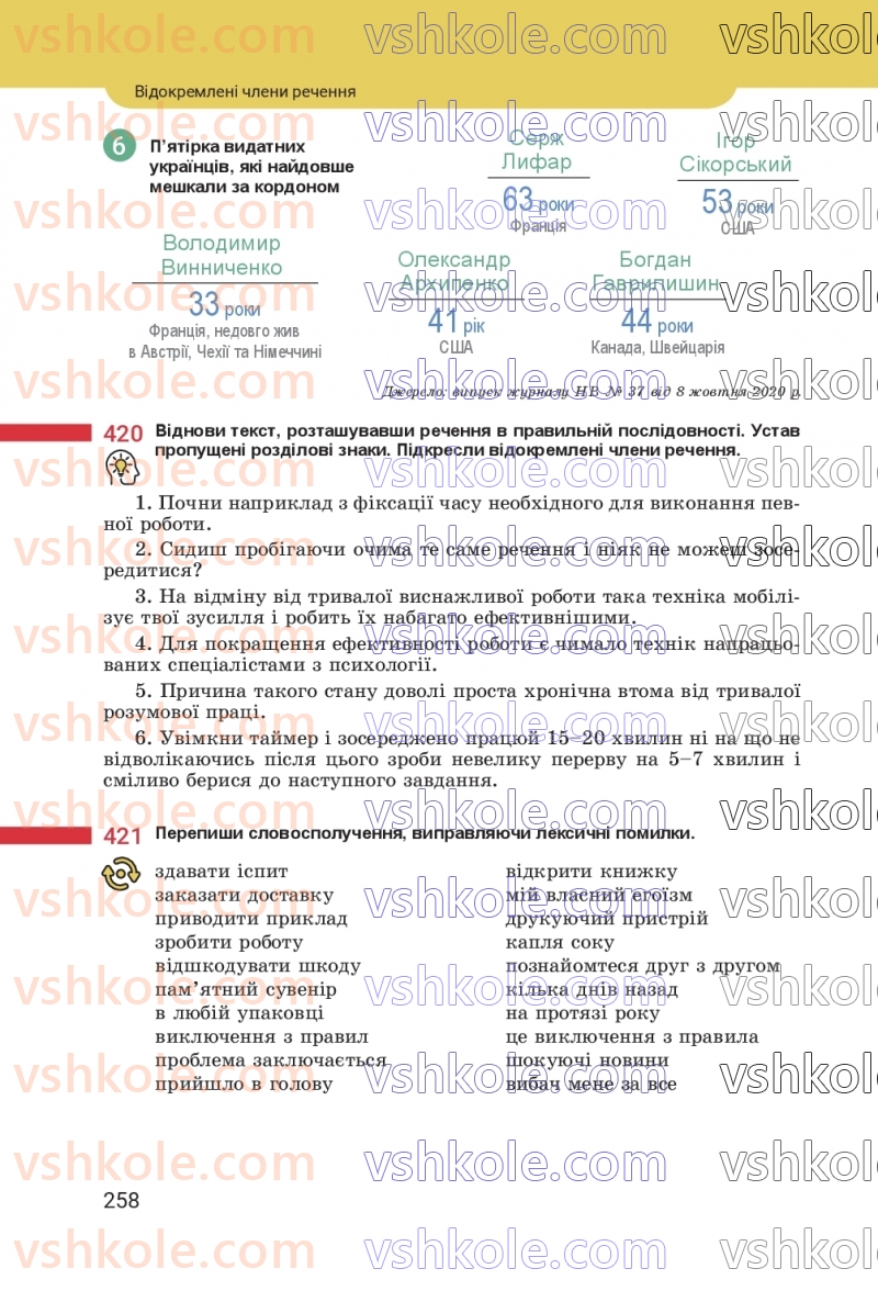 Страница 258 | Підручник Українська мова 8 клас А.В. Онатій, Т.П. Ткачук 2025
