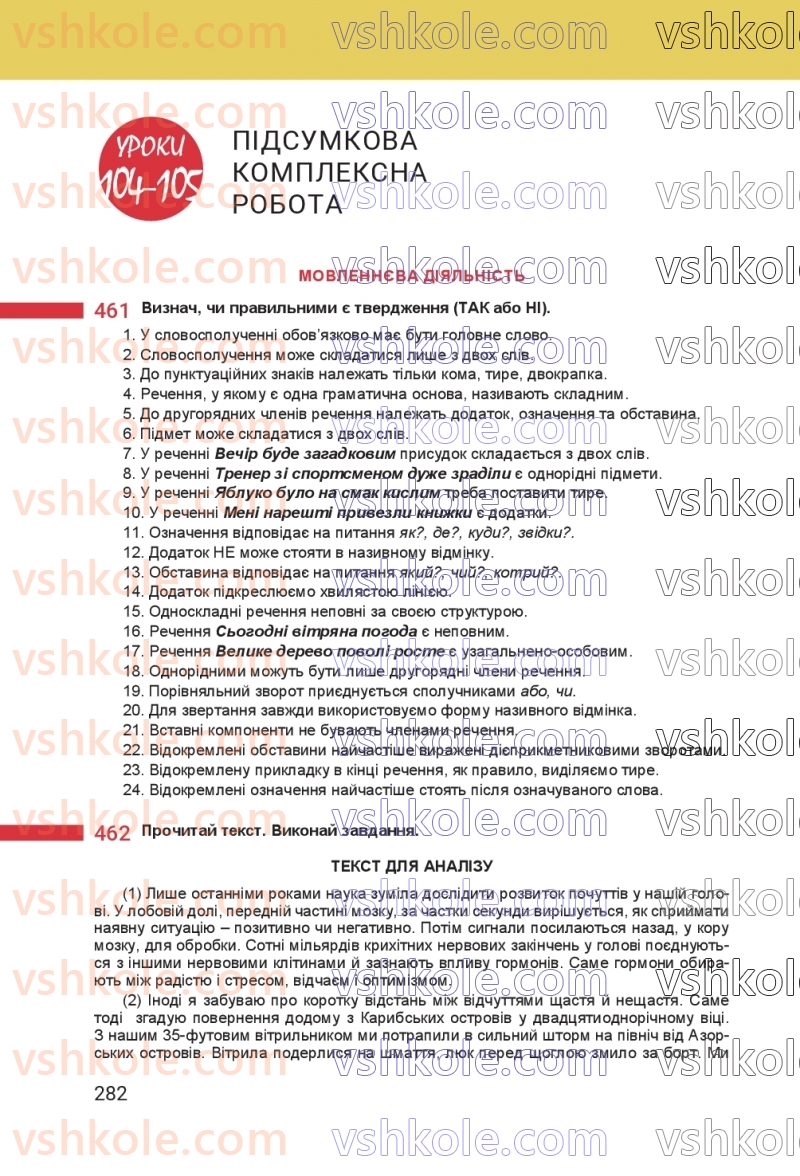 Страница 282 | Підручник Українська мова 8 клас А.В. Онатій, Т.П. Ткачук 2025