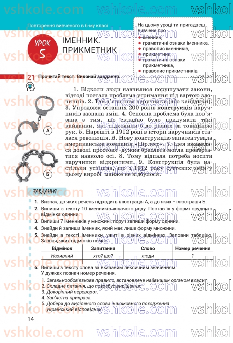 Страница 14 | Підручник Українська мова 7 клас А.В. Онатій, Т.П. Ткачук 2024