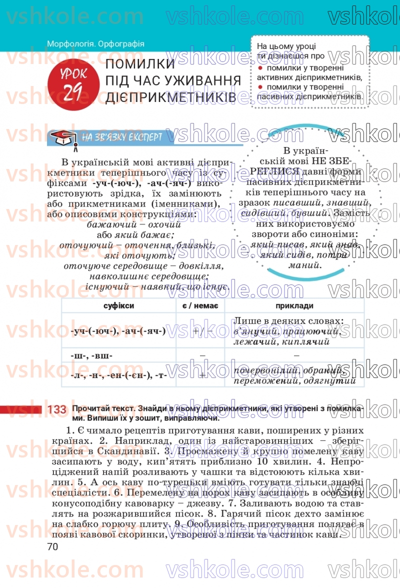 Страница 70 | Підручник Українська мова 7 клас А.В. Онатій, Т.П. Ткачук 2024