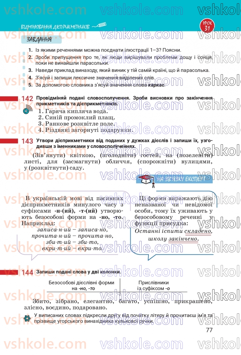 Страница 77 | Підручник Українська мова 7 клас А.В. Онатій, Т.П. Ткачук 2024