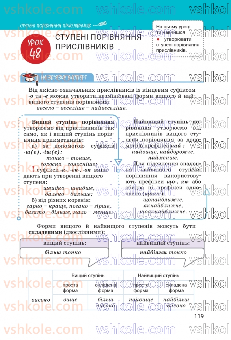 Страница 119 | Підручник Українська мова 7 клас А.В. Онатій, Т.П. Ткачук 2024