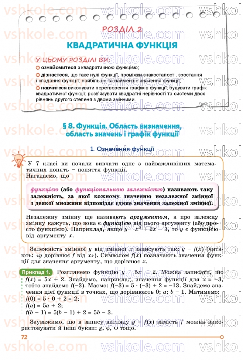 Страница 72 | Підручник Алгебра 9 клас О.С. Істер 2026