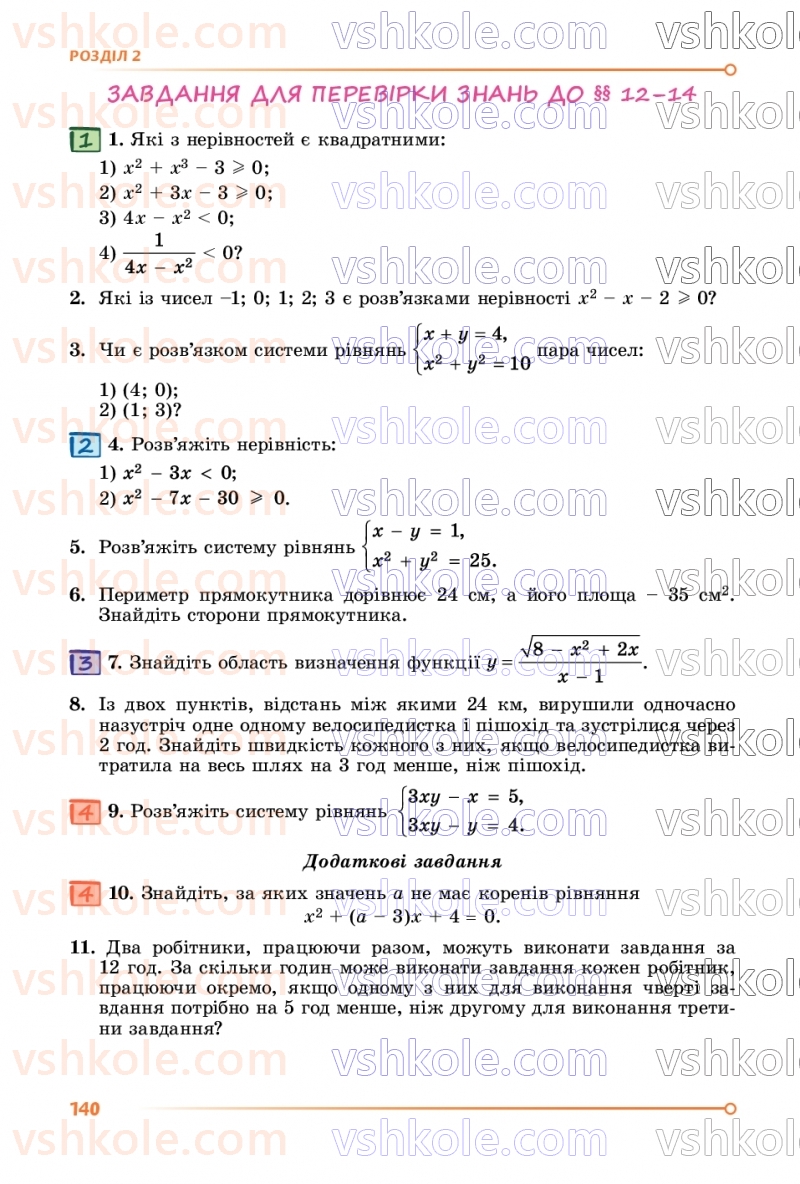 Страница 140 | Підручник Алгебра 9 клас О.С. Істер 2026
