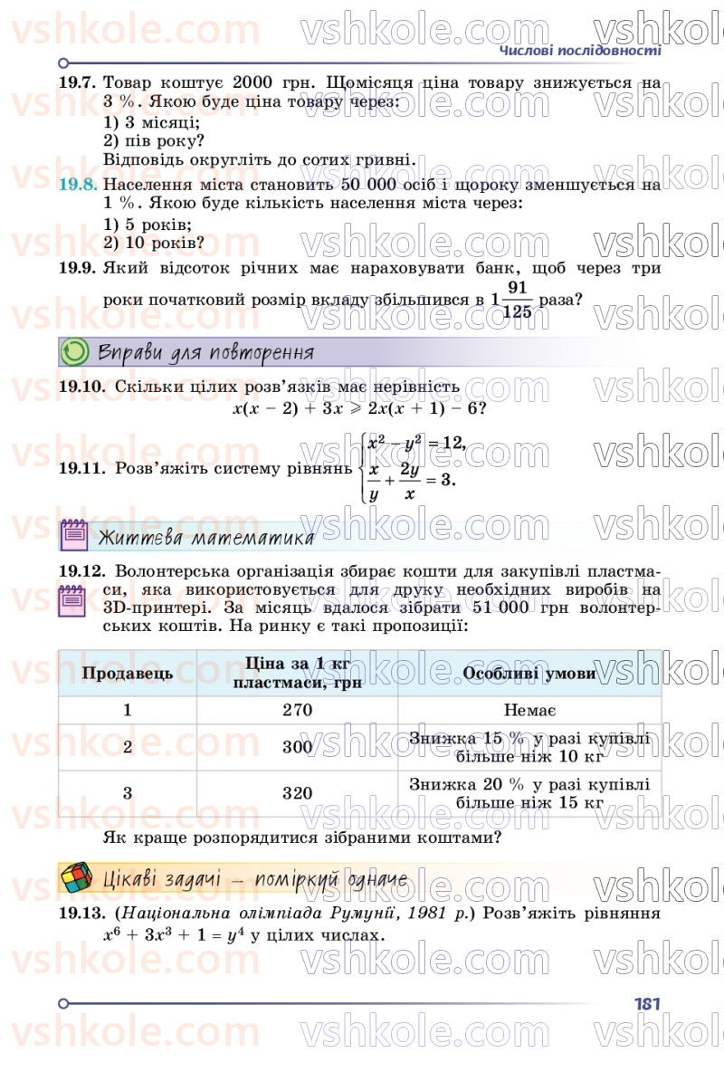 Страница 181 | Підручник Алгебра 9 клас О.С. Істер 2026