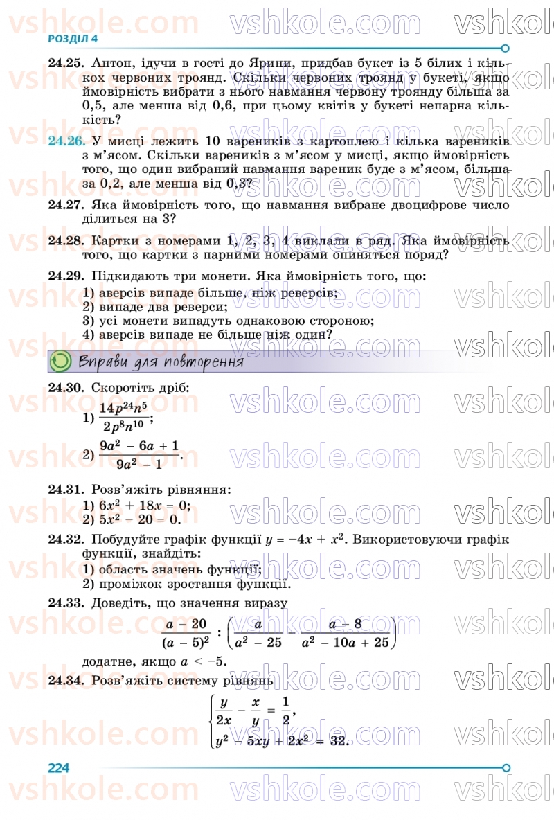 Страница 224 | Підручник Алгебра 9 клас О.С. Істер 2026