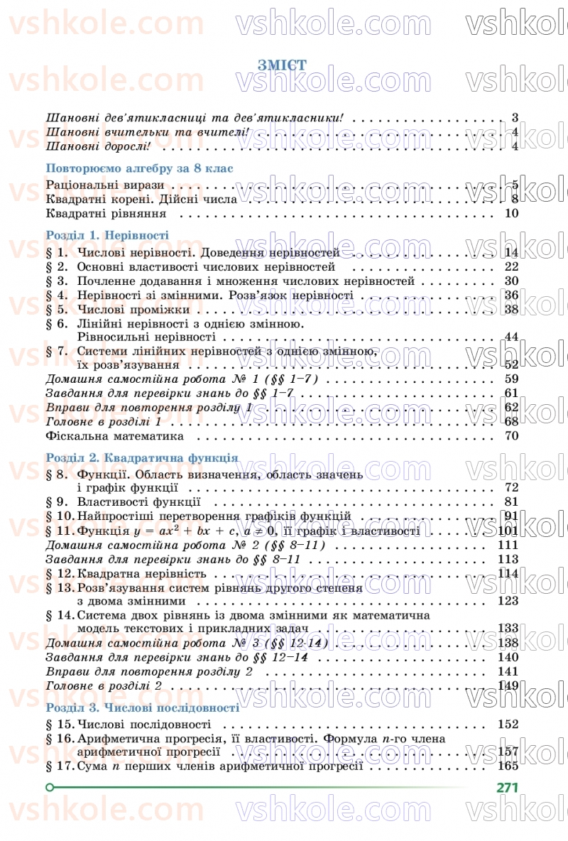 Страница 271 | Підручник Алгебра 9 клас О.С. Істер 2026