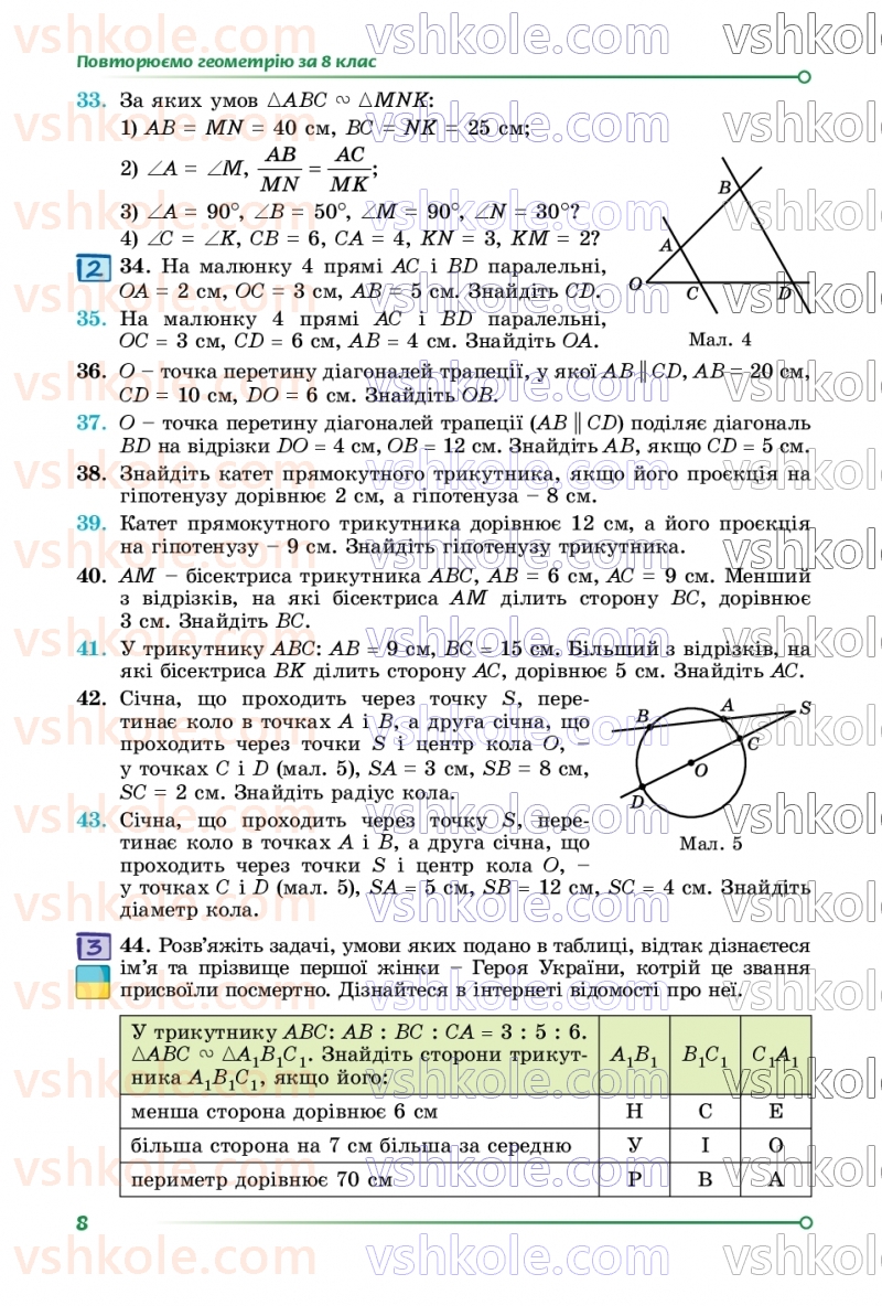 Страница 8 | Підручник Геометрія 9 клас О.С. Істер 2026