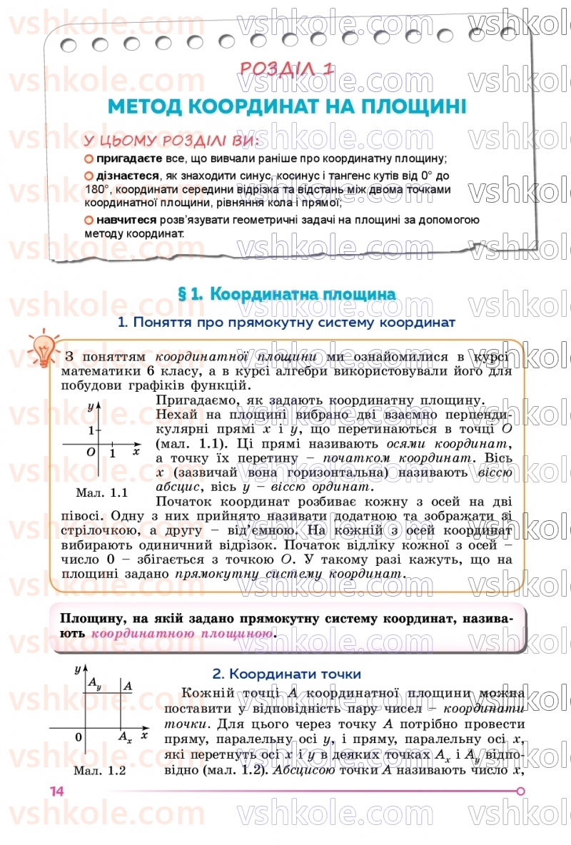 Страница 14 | Підручник Геометрія 9 клас О.С. Істер 2026