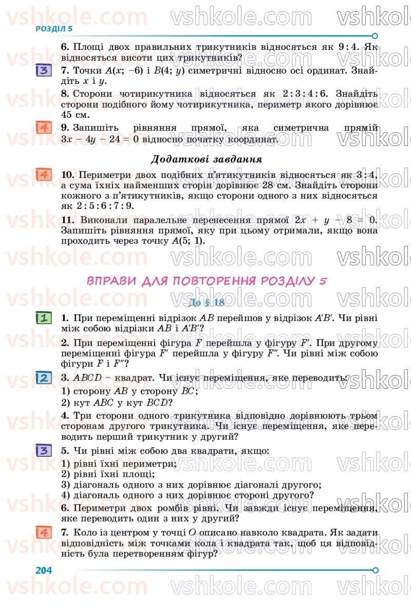 Страница 204 | Підручник Геометрія 9 клас О.С. Істер 2026