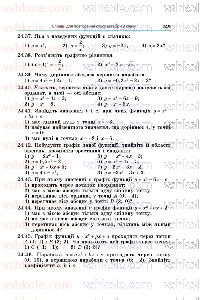 Страница 249 | Підручник Алгебра 9 клас А.Г. Мерзляк, М.С. Якір 2026