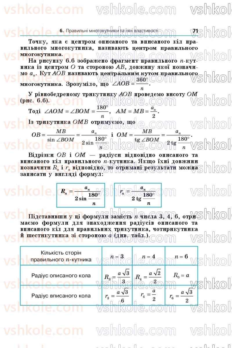 Страница 71 | Підручник Геометрія 9 клас А.Г. Мерзляк, M.С. Якір 2026