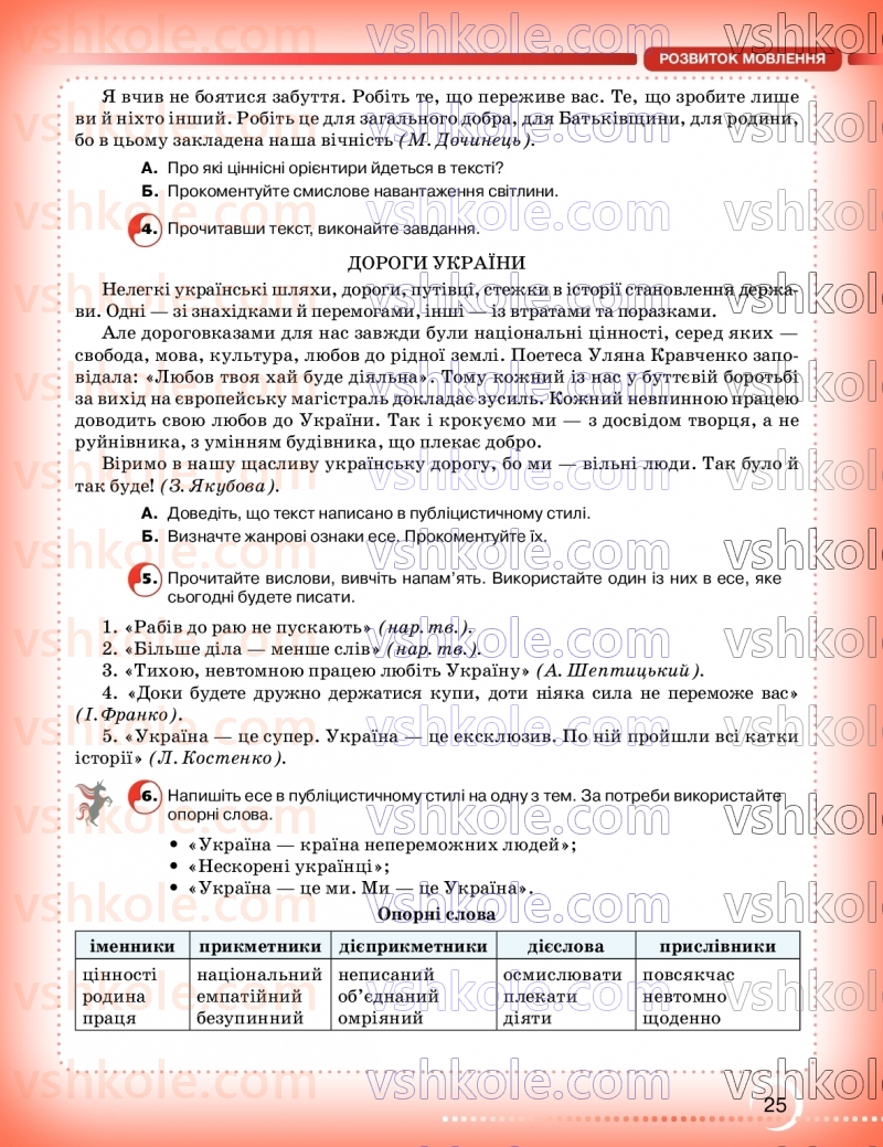 Страница 25 | Підручник Українська мова 9 клас О.М. Авраменко, З.Р. Тищенко 2026