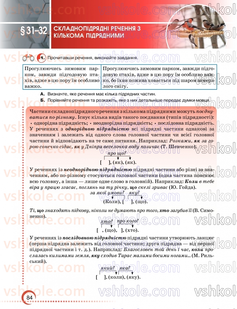 Страница 84 | Підручник Українська мова 9 клас О.М. Авраменко, З.Р. Тищенко 2026