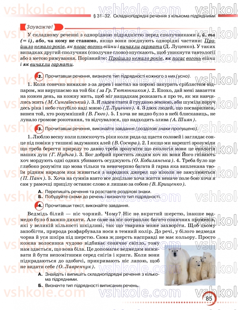 Страница 85 | Підручник Українська мова 9 клас О.М. Авраменко, З.Р. Тищенко 2026
