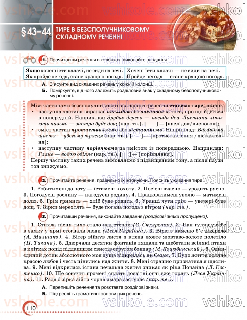Страница 110 | Підручник Українська мова 9 клас О.М. Авраменко, З.Р. Тищенко 2026