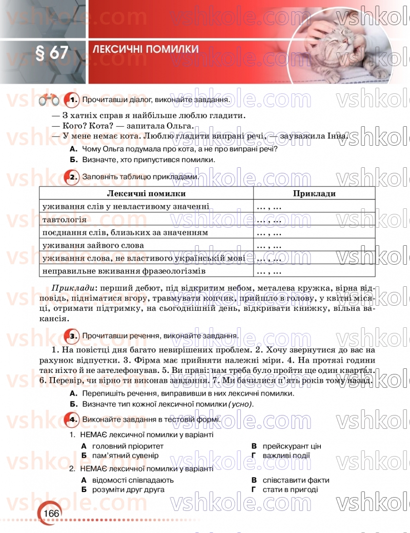 Страница 166 | Підручник Українська мова 9 клас О.М. Авраменко, З.Р. Тищенко 2026