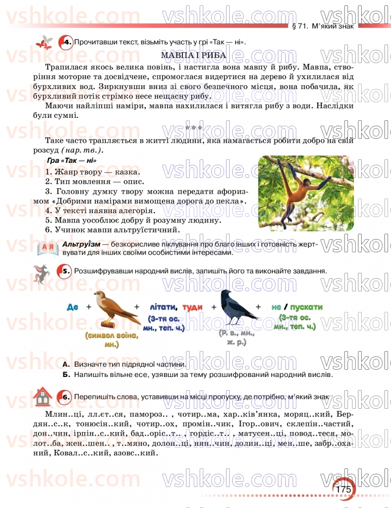 Страница 175 | Підручник Українська мова 9 клас О.М. Авраменко, З.Р. Тищенко 2026