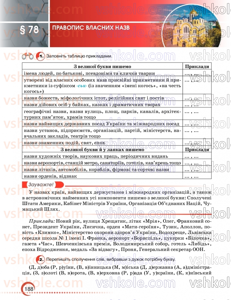 Страница 188 | Підручник Українська мова 9 клас О.М. Авраменко, З.Р. Тищенко 2026
