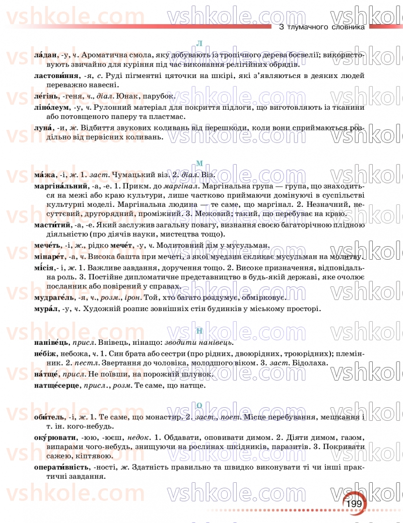 Страница 199 | Підручник Українська мова 9 клас О.М. Авраменко, З.Р. Тищенко 2026