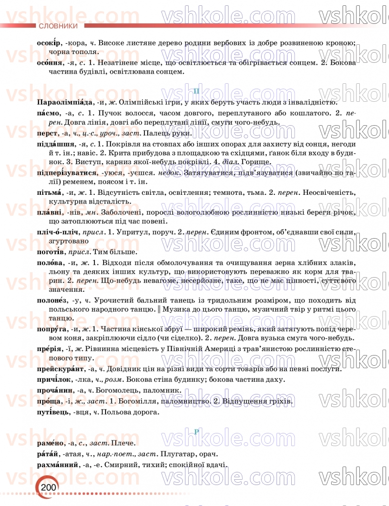 Страница 200 | Підручник Українська мова 9 клас О.М. Авраменко, З.Р. Тищенко 2026