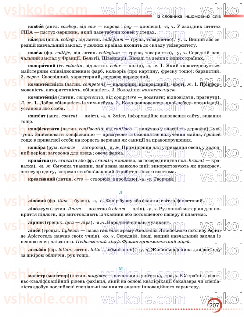 Страница 207 | Підручник Українська мова 9 клас О.М. Авраменко, З.Р. Тищенко 2026