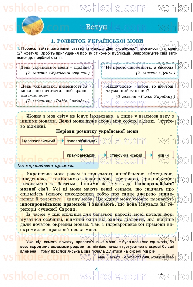 Страница 4 | Підручник Українська мова 9 клас О.В. Заболотний, В.В. Заболотний 2026