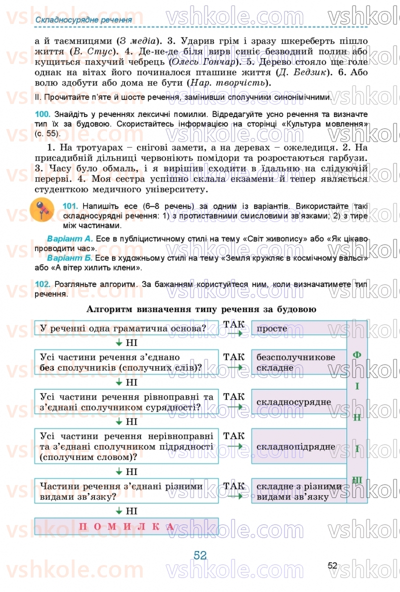 Страница 52 | Підручник Українська мова 9 клас О.В. Заболотний, В.В. Заболотний 2026