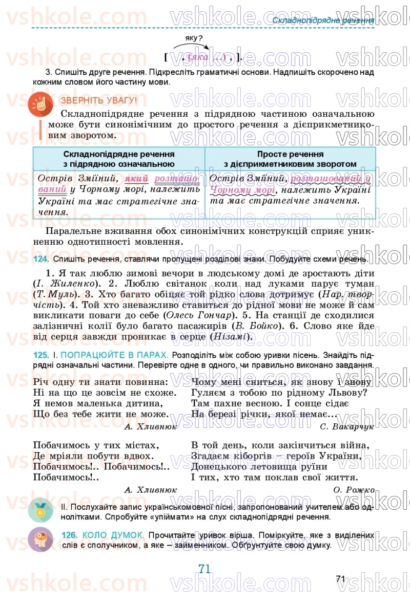 Страница 71 | Підручник Українська мова 9 клас О.В. Заболотний, В.В. Заболотний 2026