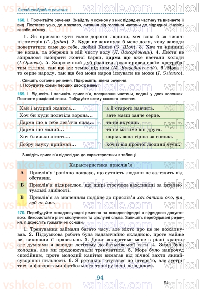 Страница 94 | Підручник Українська мова 9 клас О.В. Заболотний, В.В. Заболотний 2026