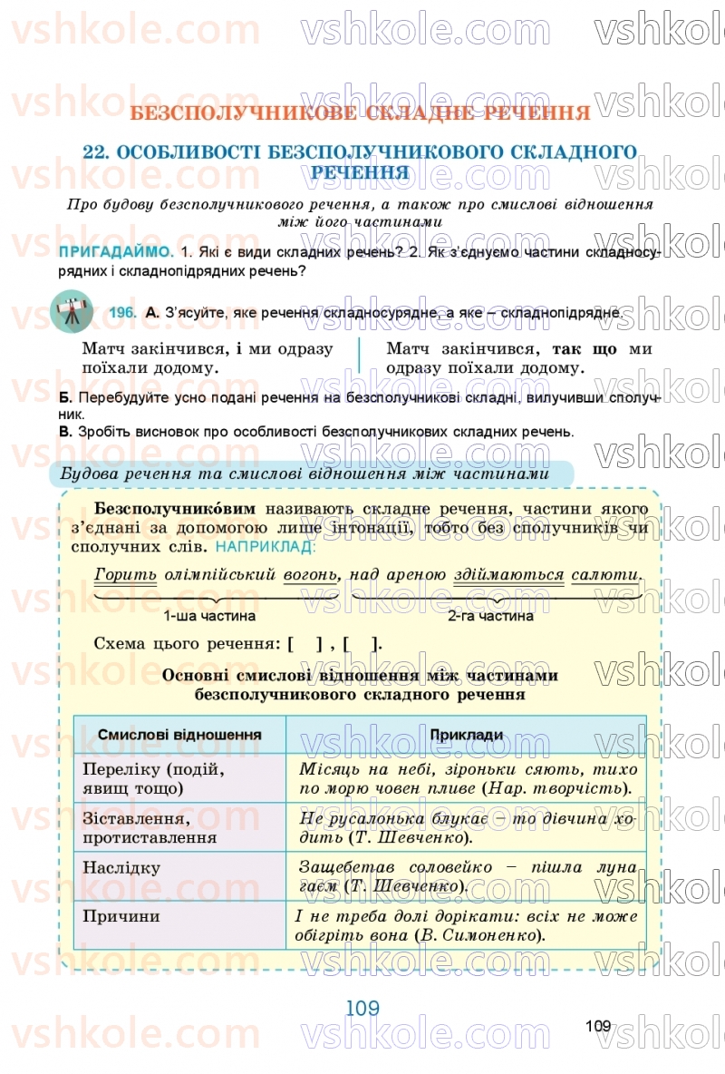 Страница 109 | Підручник Українська мова 9 клас О.В. Заболотний, В.В. Заболотний 2026
