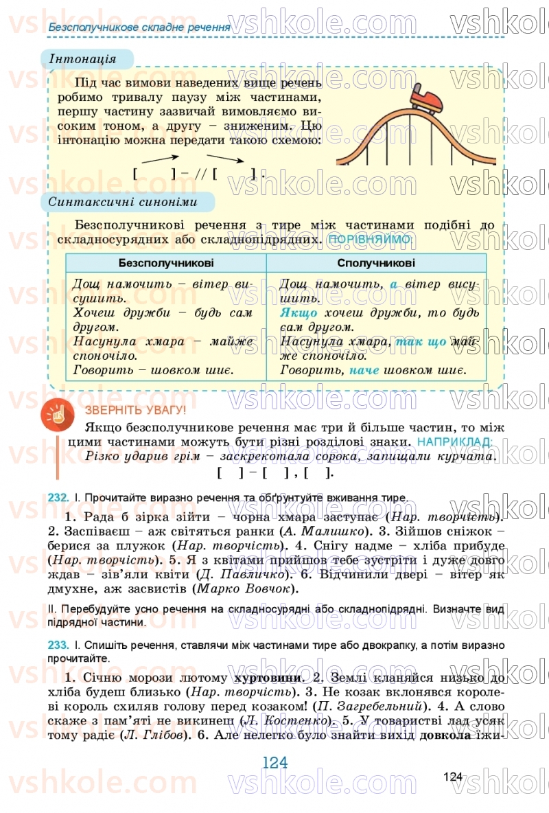 Страница 124 | Підручник Українська мова 9 клас О.В. Заболотний, В.В. Заболотний 2026