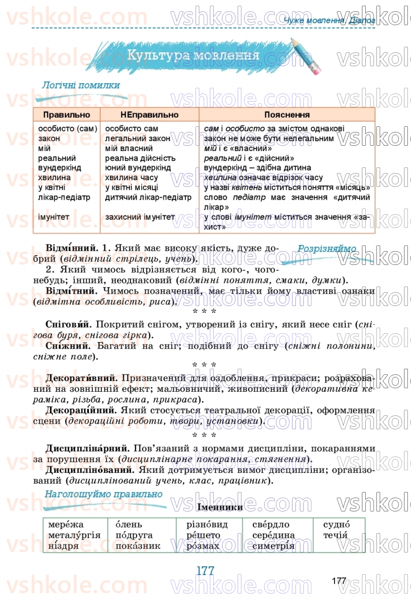 Страница 177 | Підручник Українська мова 9 клас О.В. Заболотний, В.В. Заболотний 2026