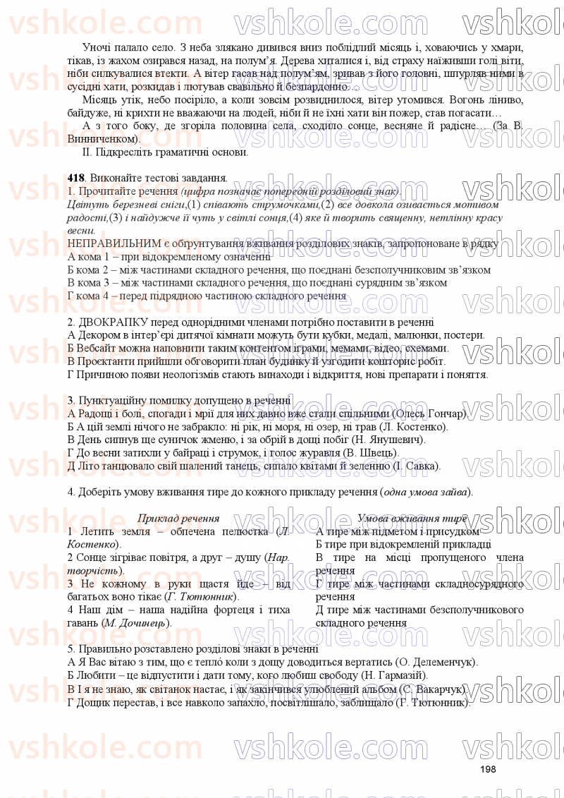 Страница 198 | Підручник Українська мова 9 клас О.В. Заболотний, В.В. Заболотний 2026
