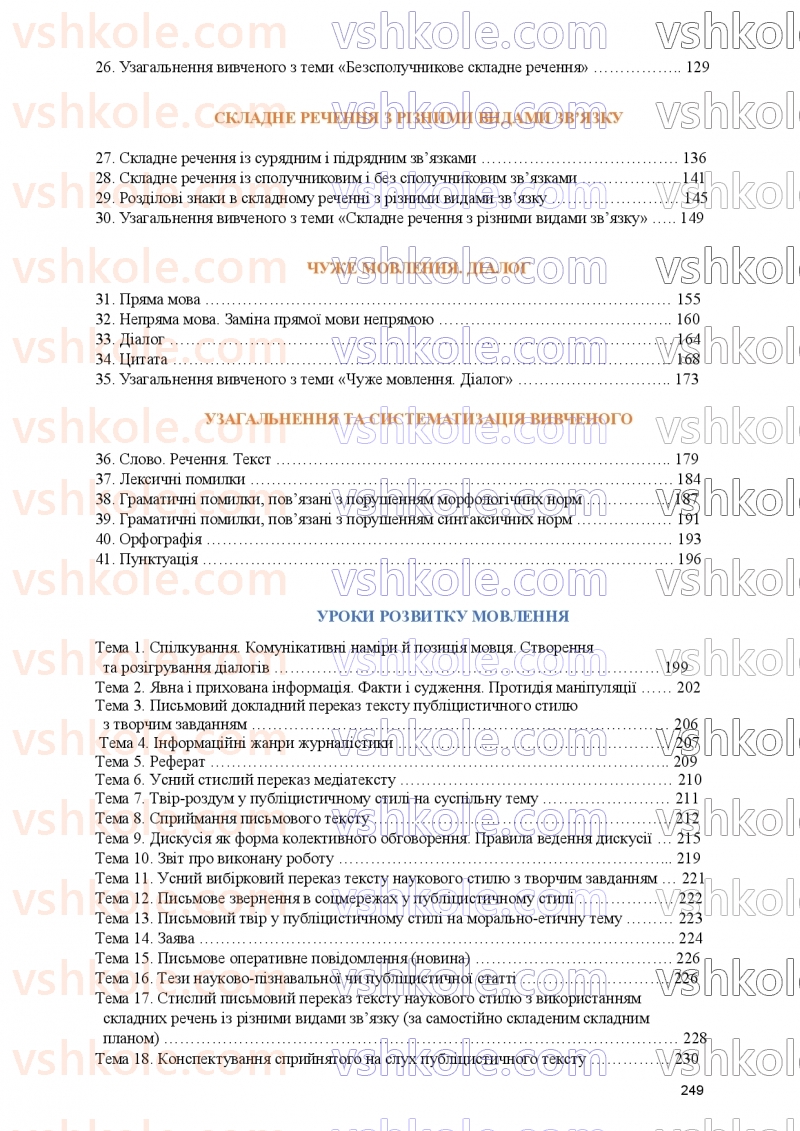 Страница 249 | Підручник Українська мова 9 клас О.В. Заболотний, В.В. Заболотний 2026