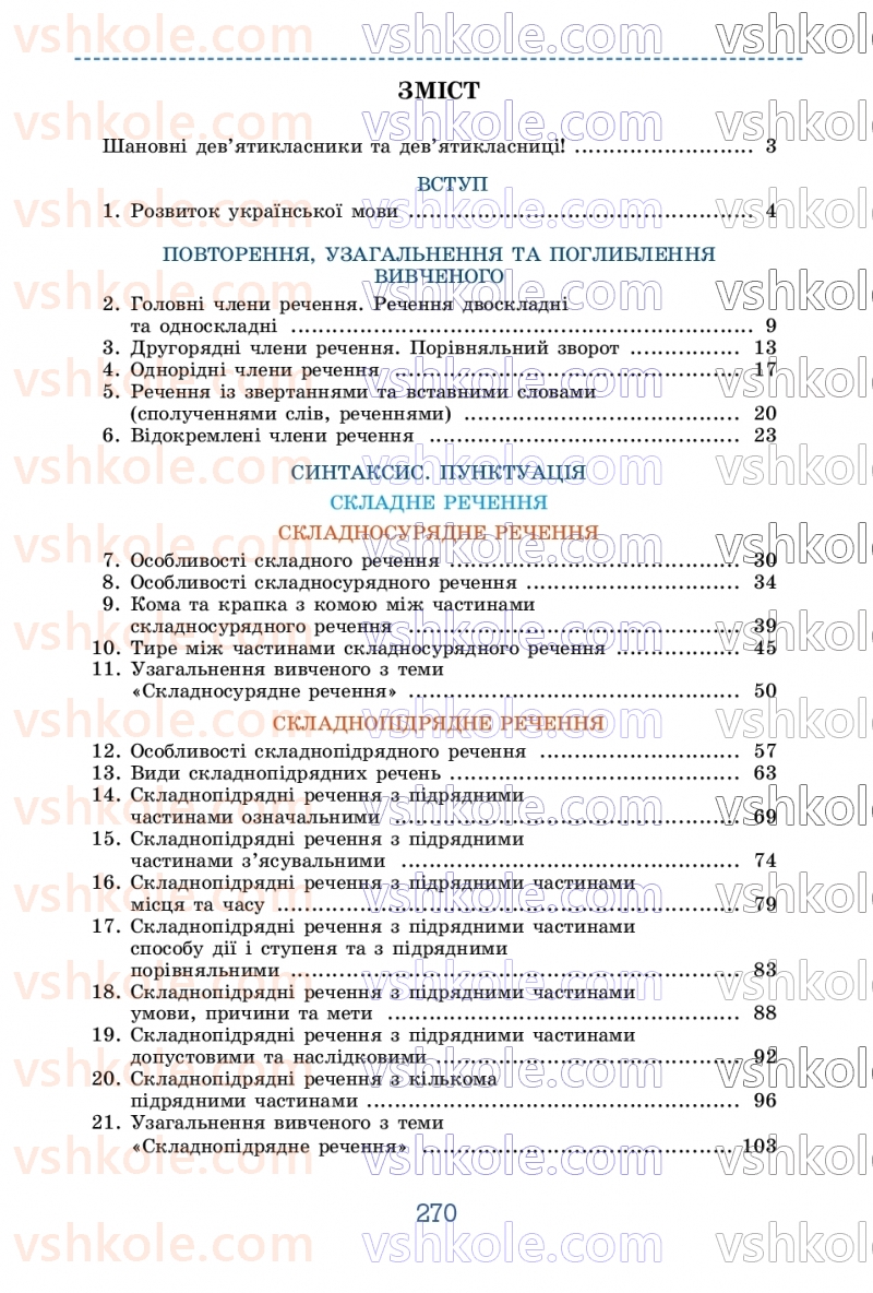 Страница 270 | Підручник Українська мова 9 клас О.В. Заболотний, В.В. Заболотний 2026