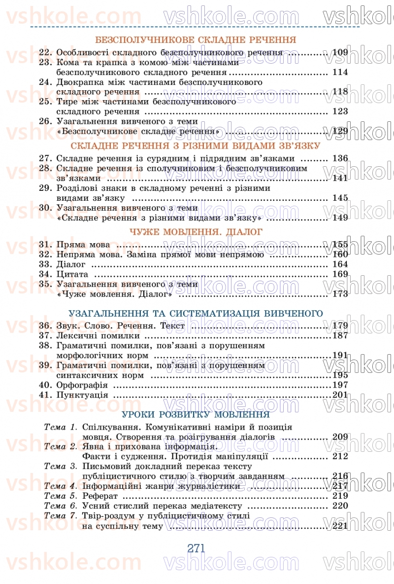 Страница 271 | Підручник Українська мова 9 клас О.В. Заболотний, В.В. Заболотний 2026