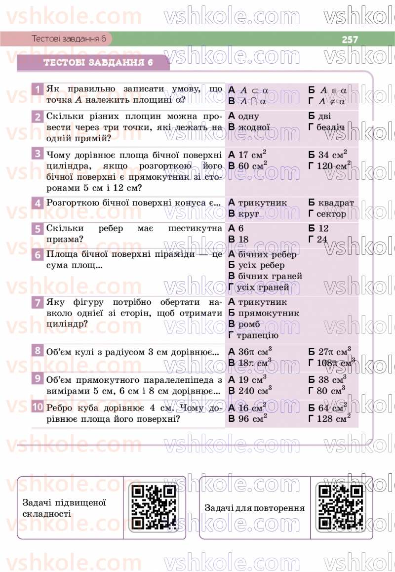 Страница 257 | Підручник Геометрія 9 клас Г.П. Бевз, В.Г. Бевз, Д.В. Васильєва, Н.Г. Владімірова 2026