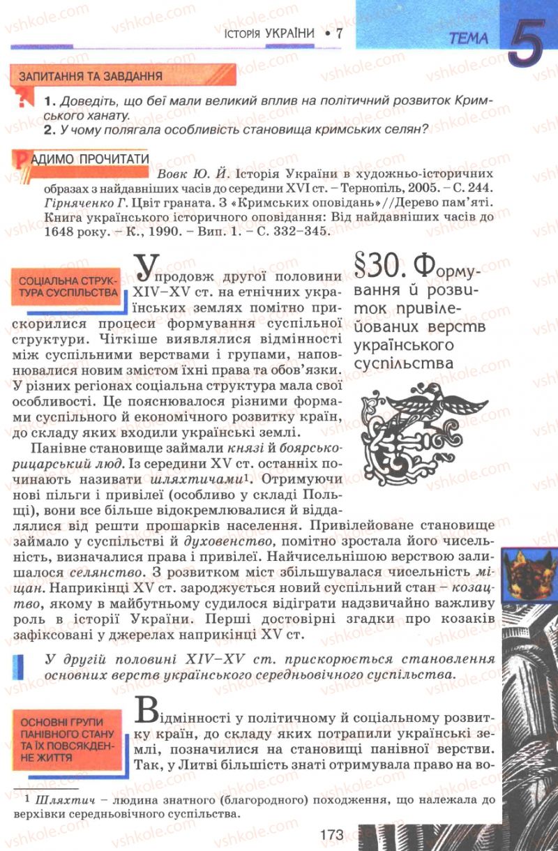 Страница 173 | Підручник Історія України 7 клас В.А. Смолій, В.С. Степанков 2007