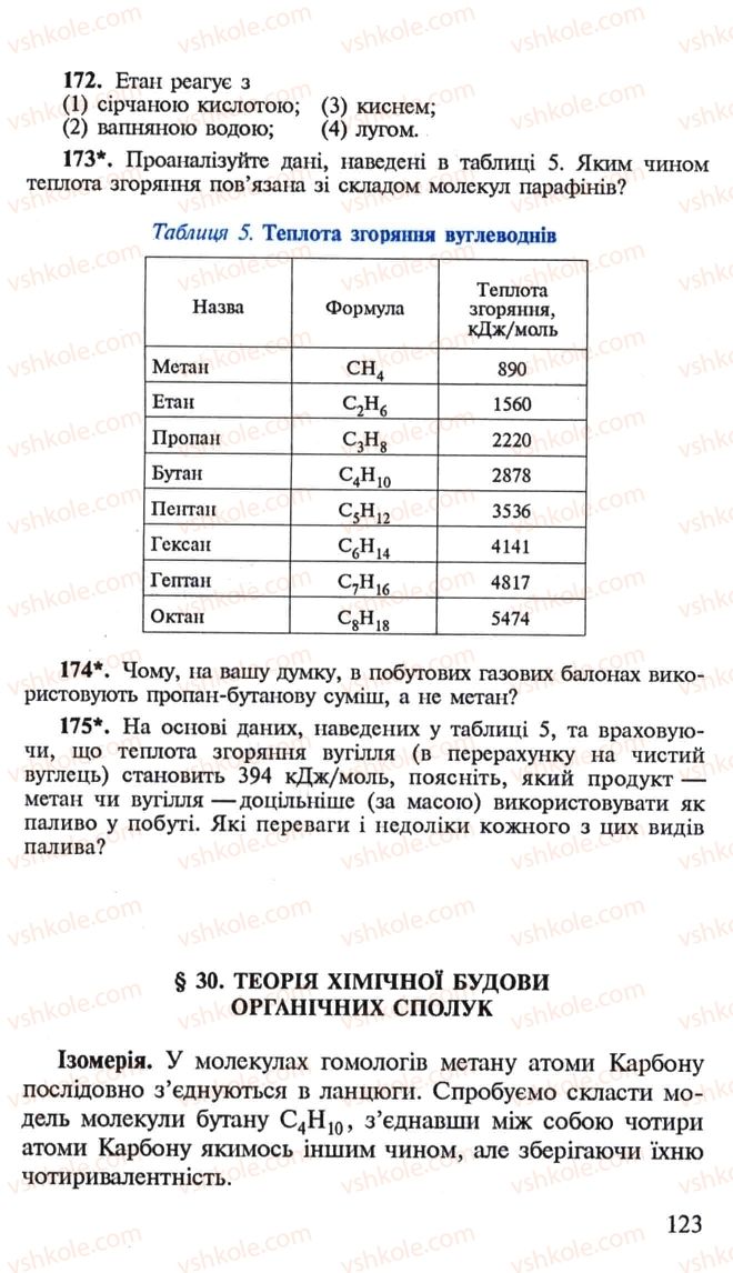 Страница 123 | Підручник Хімія 10 клас Н.М. Буринська, Л.П. Величко 2005