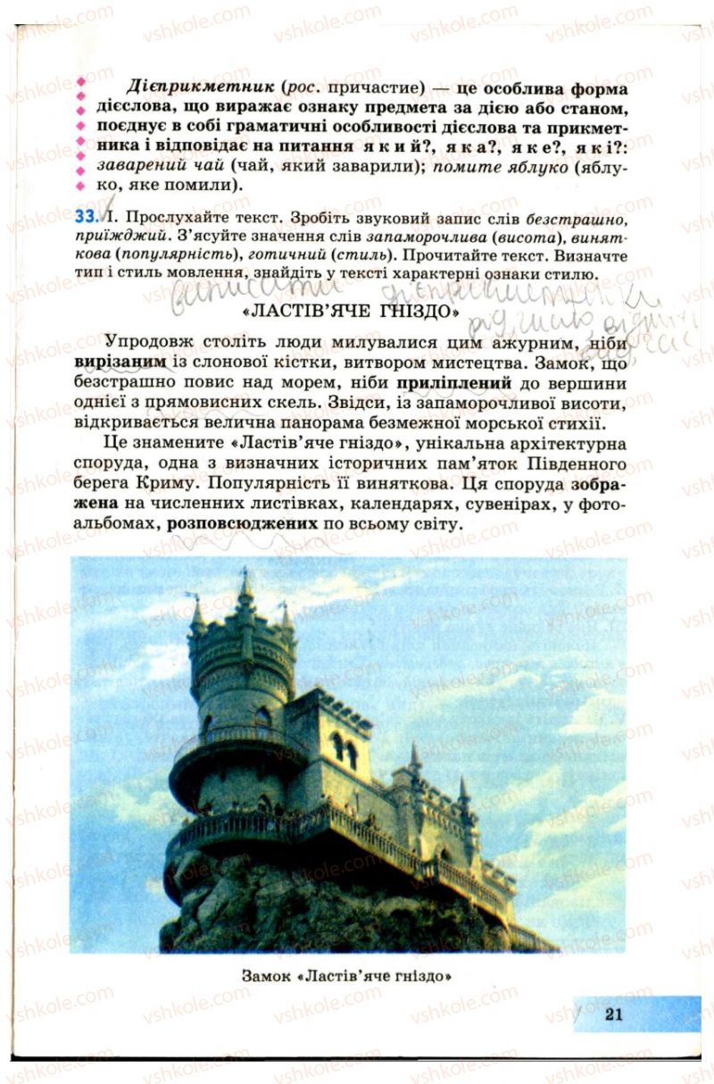 Страница 21 | Підручник Українська мова 7 клас Н.В. Бондаренко, А.В. Ярмолюк 2007