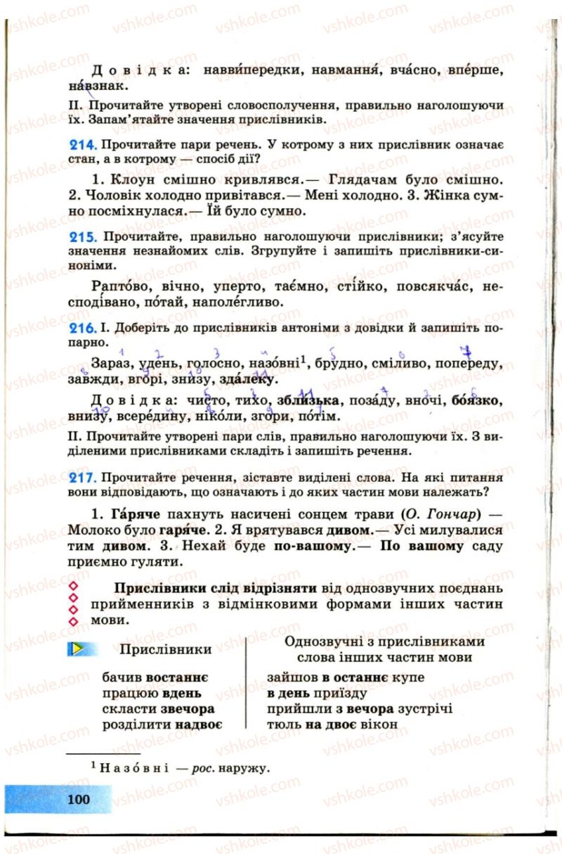 Страница 100 | Підручник Українська мова 7 клас Н.В. Бондаренко, А.В. Ярмолюк 2007