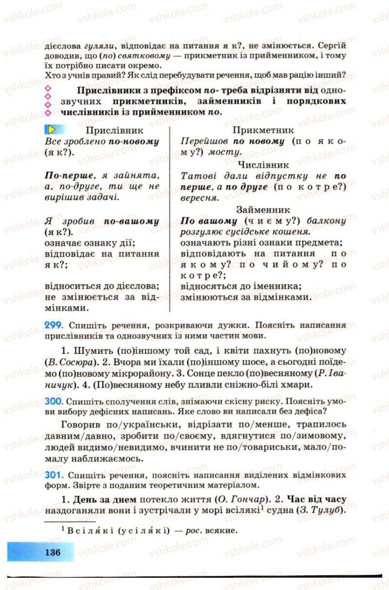 Страница 136 | Підручник Українська мова 7 клас Н.В. Бондаренко, А.В. Ярмолюк 2007